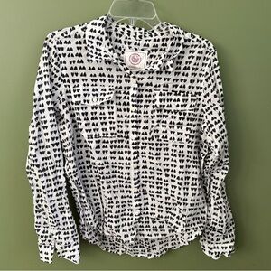 SO Black Heart Pattern Button Up Shirt